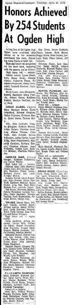 Honor Roll April 1970